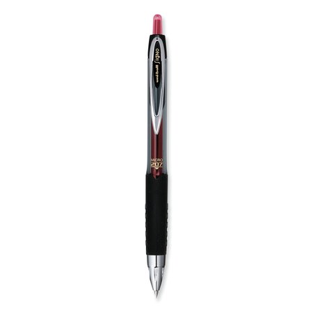 Uni-Ball Signo 207 Gel Pen, Micro 0.5mm, Red Ink, Smoke/Black/Red Barrel, PK12 61257